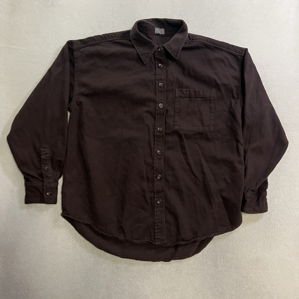 Faherty Oversized Shirt Adult Medium Brown Button Up Long Sleeve Organic Cotton